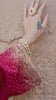 Short video mini reel displaying rich red tones and embellished sleeve cuffs on the Surkhab suit from the Khat collection by INEJ.
